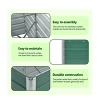 Garden Raised Bed Galvanized Steel 94.5"x15.7"x17.7" Green