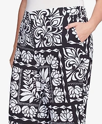 Ruby Rd. Plus Lotus Patchwork Crepe Capri Pants
