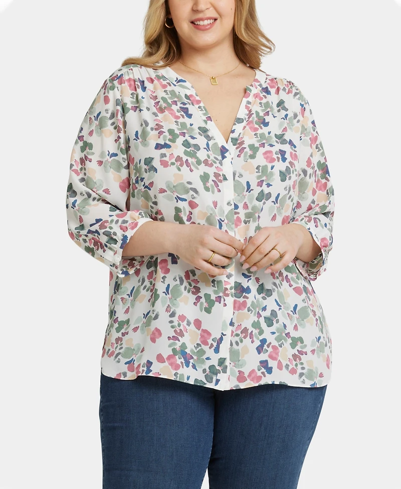 Nydj Plus Pintuck Blouse Sleeve Top