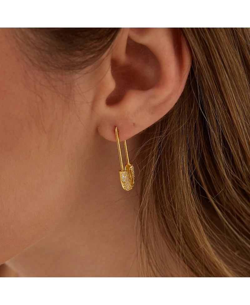 Spero London Pave Safety Pin Earring Jewelled Sterling Silver