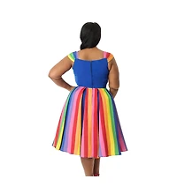 Unique Vintage Plus Square Neck Sleeveless Godet Swing Dress
