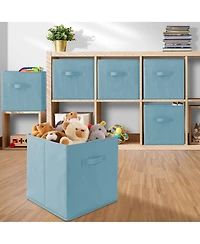 Casafield Set of 6 Fabric Storage Cube Bins, Red - 13" Collapsible Foldable Cloth Baskets for Shelves and Cubby Organizers