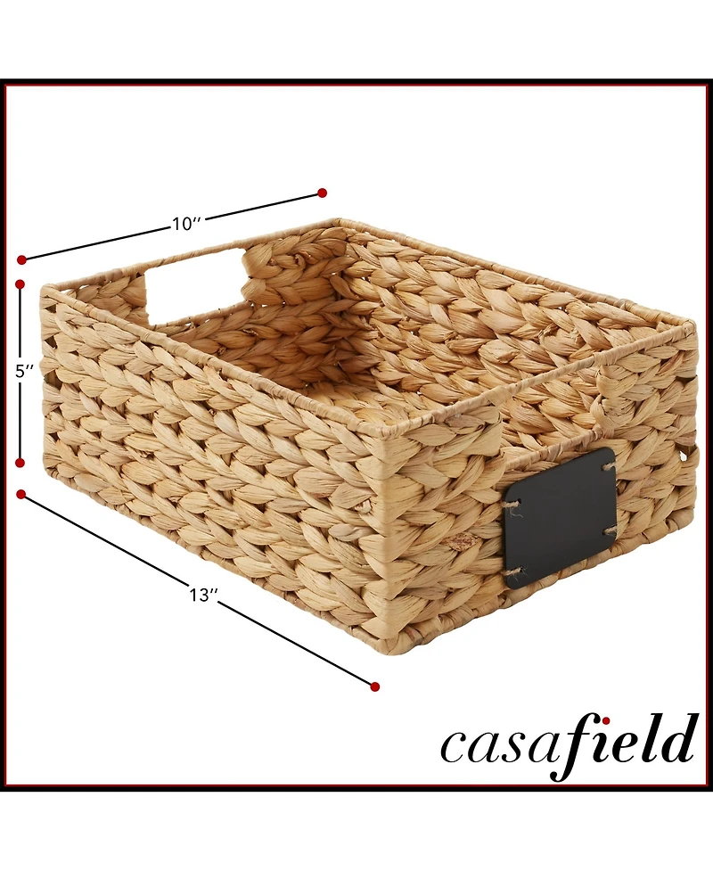 Casafield (Set of 4) Water Hyacinth 10"x13"x5" Pantry Baskets w/ Chalkboard Labels and Marker