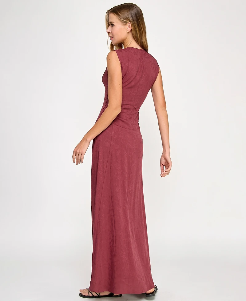 Seni & Cade Juniors' Jacquard Embroidered Sleeveless Maxi Dress