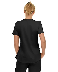 Medichic Women's Scrubs V-Neck Notch Fashion Stretch Scrub Top with Two Pockets, Flex Easy Care Fabric, Bubble Gum, Large