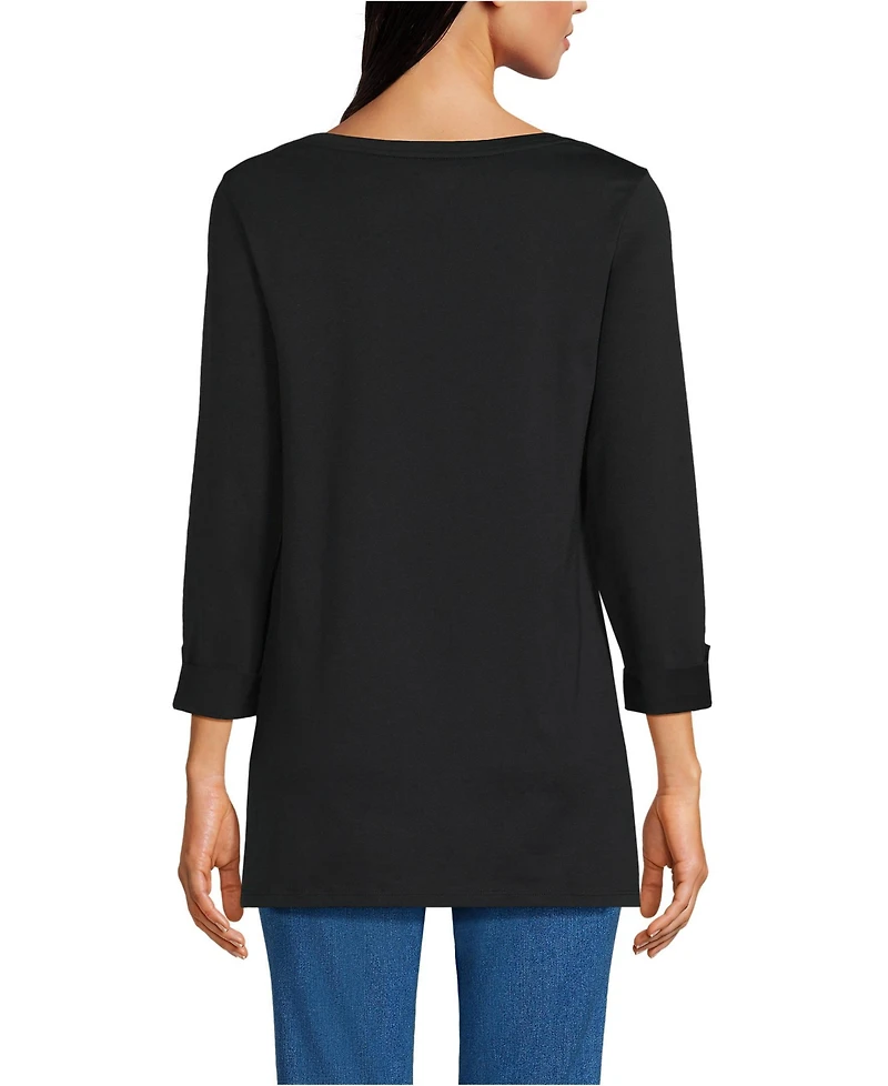 Lands' End Women's Supima Cotton Adjustable 3/4 Sleeve Boatneck Tunic