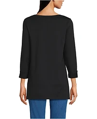 Lands' End Women's Supima Cotton Adjustable 3/4 Sleeve Boatneck Tunic