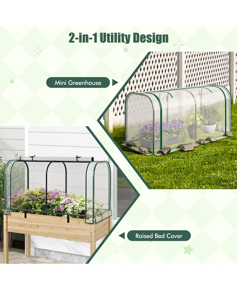 Mini Tunnel Greenhouse with Ventilated Roll-Up Zipper Door for Small Garden Spaces