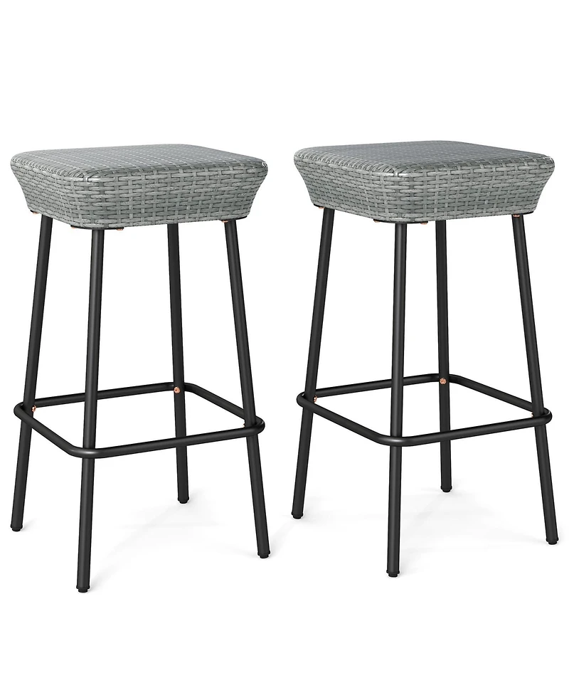 Patio Bar Stools Set of 2 with Comfortable Cushions for Stylish Outdoor Seating and Entertaining