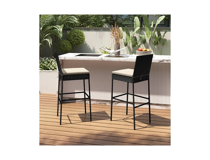 Patio Bar Stools Set of 4 with Footrest and Backrest for Comfortable and Stylish Outdoor Seating