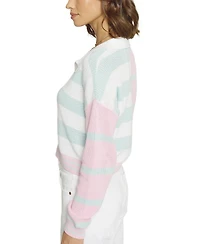 Central Park West Women's Colorblock Cropped Stripe Polo