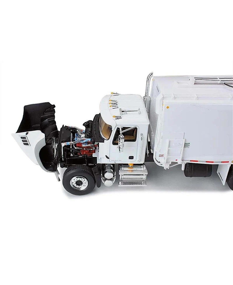 First Gear 1/34 White Mack Granite Mp w/ McNeilus Rear Load Refuse Truck & Trash Cans 10-4213