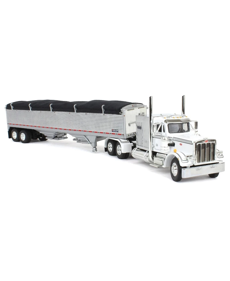 1/64 White Peterbilt 359 60" Sleeper w/ Wilson High Side Grain Trailer