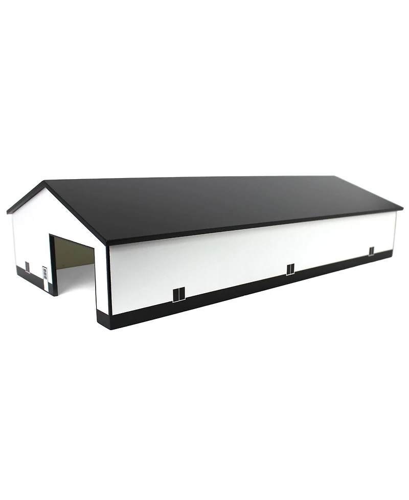 1/64 White & Black 60ft x 120ft Wood Implement Shed w/ Double Side Doors Sta-218