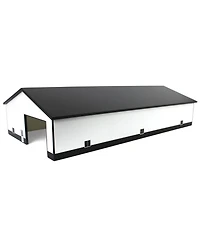1/64 White & Black 60ft x 120ft Wood Implement Shed w/ Double Side Doors Sta-218