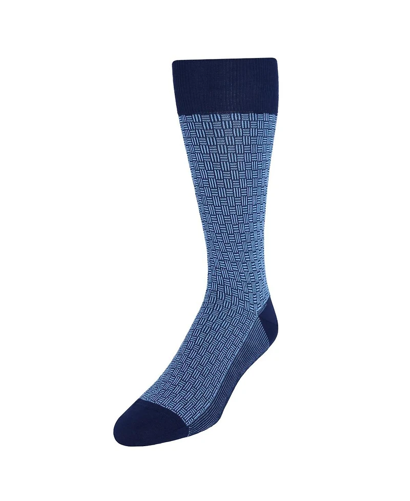 Trafalgar Men's Horatio Cross Hatch Design Mid-Calf Mercerized Cotton Socks