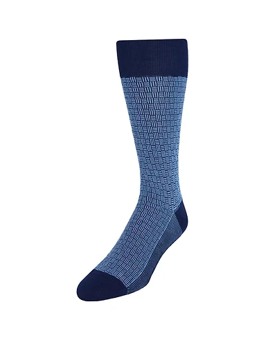 Trafalgar Men's Horatio Cross Hatch Design Mid-Calf Mercerized Cotton Socks