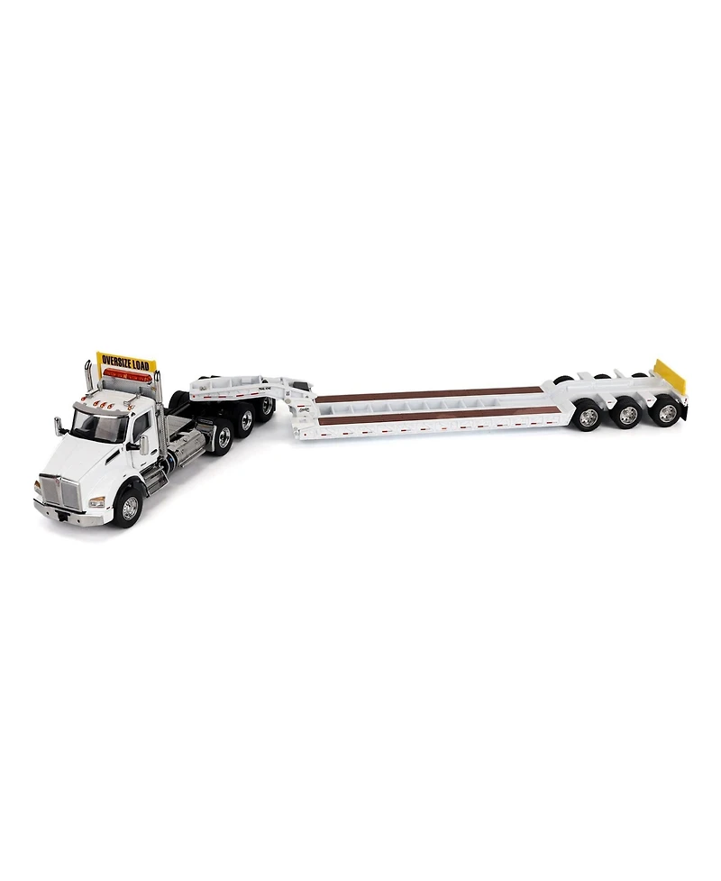 1/50 White Kenworth T880 Sbfa w/ White Trail King TK120 Hdg Lowboy Trailer 71139