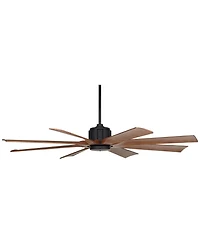 60" Possini Euro Design Defender Modern Industrial Indoor Outdoor Ceiling Fan Remote Control Matte Black Koa Damp Rated for Patio