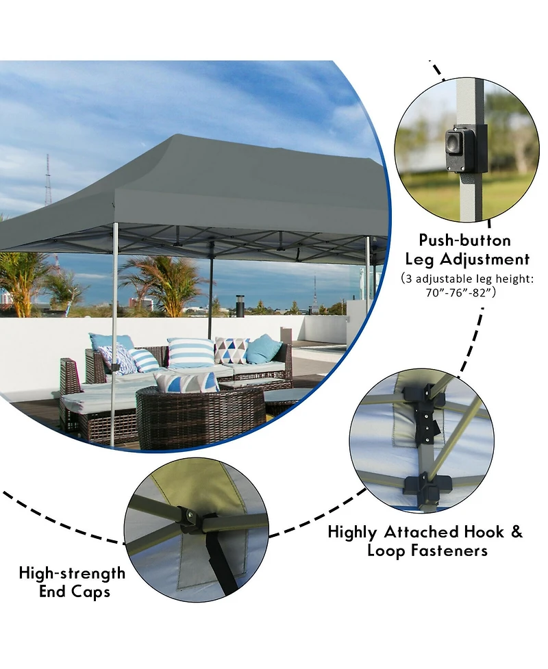 Gymax 10'x20' Pop up Canopy Tent Folding Heavy Duty Sun Shelter Adjustable W/Bag