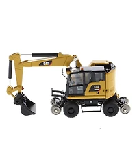 1/87 Caterpillar Railroad Wheeled Excavator, Cat Yellow Version with Tools