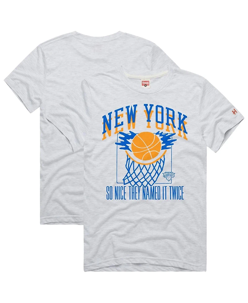 Homage Men's and Women's Ash New York Knicks Hometown Edition Tri-Blend T-Shirt