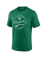 Fanatics Men's Heather Green Hartford Whalers Vintage Hockey Distressed Overtime Tri-Blend T-Shirt