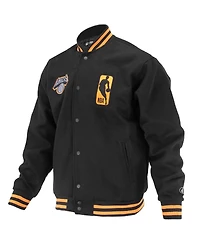 Fisll Men's and Women's Black New York Knicks Logo Man Shadow Collection Full-Snap Varsity Jacket