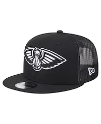 New Era Men's Black New Orleans Pelicans 9FIFTY Snapback Trucker Hat