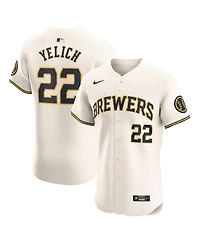 Nike Men's Christian Yelich Cream Milwaukee Brewers Home Elite Player Jersey