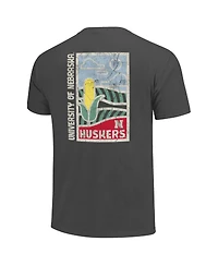 Image One Men's Graphite Nebraska Huskers Comfort Colors Minimal Vista Distressed Graphics T-Shirt