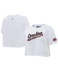 Pro Standard Women's White Carolina Hurricanes Boxy Script Tail Cropped T-Shirt