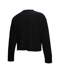 Mitchell & Ness Women's Black New York Knicks Hardwood Classics Studded Boxy Cropped Long Sleeve T-Shirt