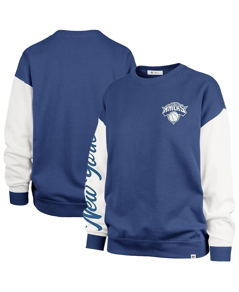 '47 Brand Women's Blue New York Knicks Plus Oversized Rise Andie Pullover Sweatshirt