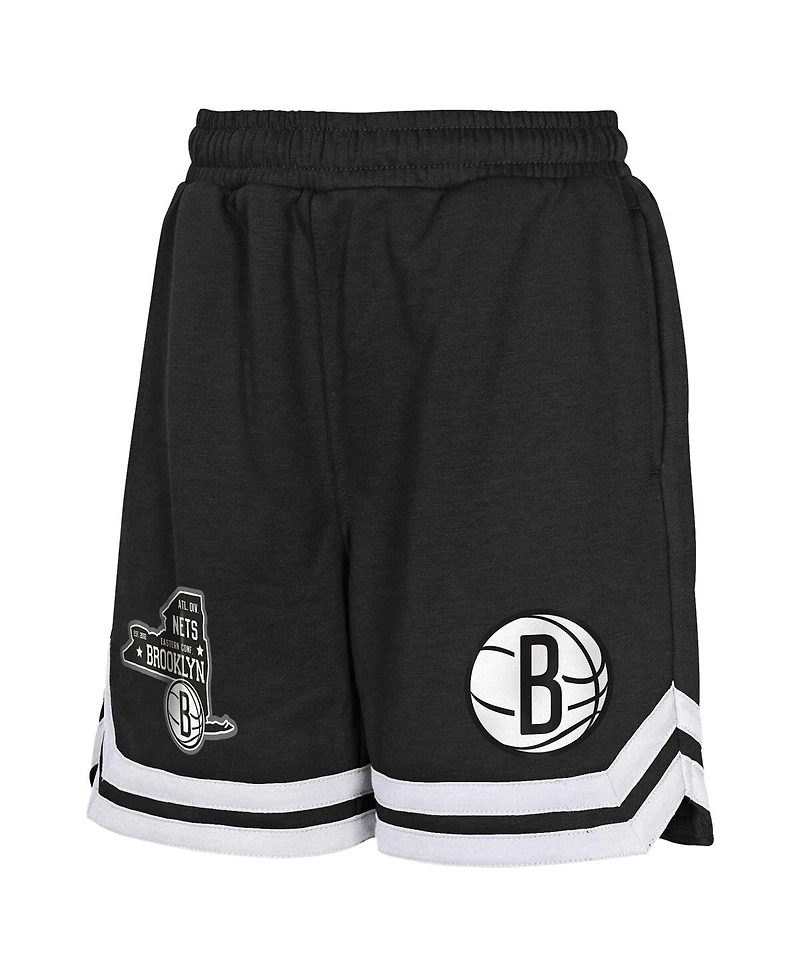 Outerstuff Big Boys and Girls Black Brooklyn Nets Teardrop Fleece Shorts