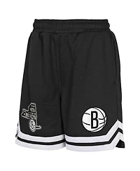 Outerstuff Big Boys and Girls Black Brooklyn Nets Teardrop Fleece Shorts