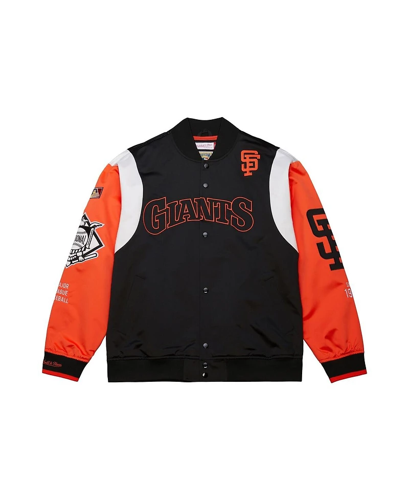 Mitchell & Ness Men's Black/Orange San Francisco Giants Cooperstown Collection Team Origins Satin Full-Snap Jacket