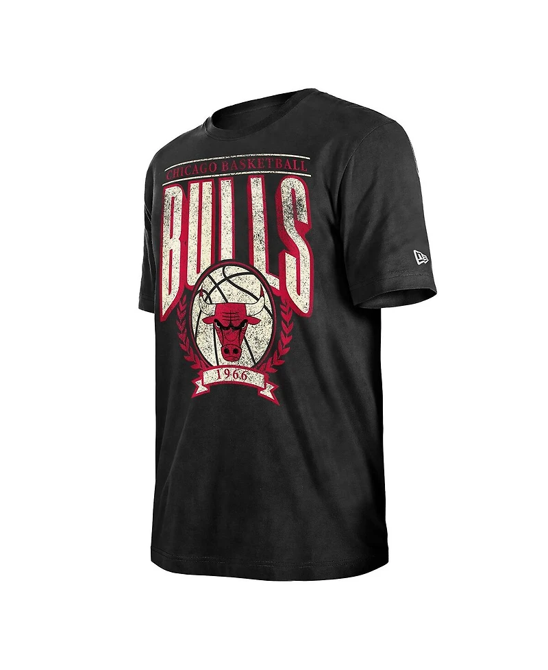 New Era Men's Black Chicago Bulls Throwback Vintage Boxy Mineral Wash T-Shirt