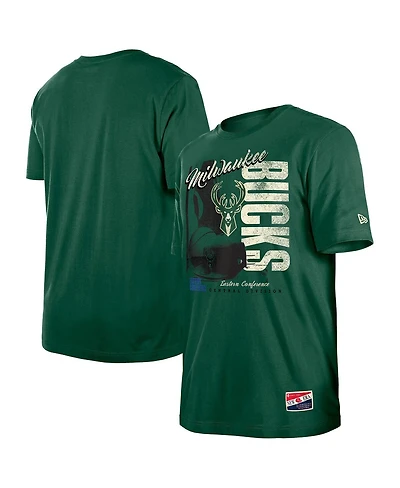 New Era Men's Hunter Green Milwaukee Bucks Distressed Throwback Vintage Color Pack T-Shirt