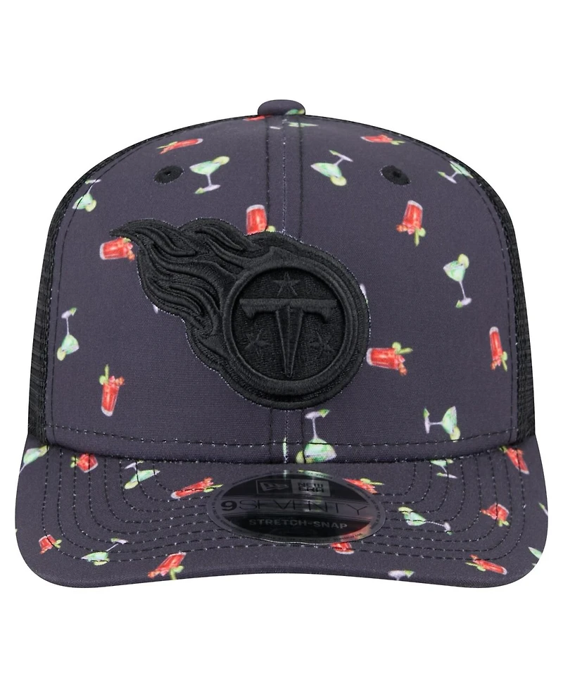 New Era Men's Navy/Black Tennessee Titans Adventure Drinks Pattern 9SEVENTY Stretch-Snap Hat