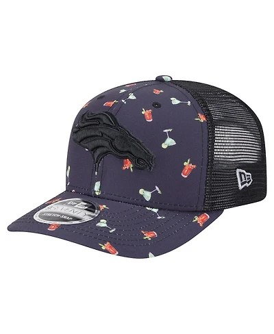 New Era Men's Navy/Black Denver Broncos Adventure Drinks Pattern 9SEVENTY Stretch-Snap Hat