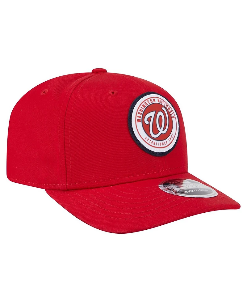 New Era Men's Red Washington Nationals Circle Patch 9SEVENTY Stretch-Snap Hat