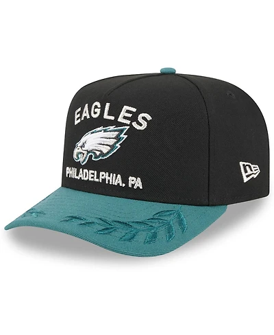 New Era Big Boys and Girls Black/Green Philadelphia Eagles 2025 Nfl Draft A-Frame 9FIFTY Snapback Hat