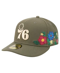 New Era Men's Olive Philadelphia 76ers Tonal Florals 59FIFTY Fitted Hat