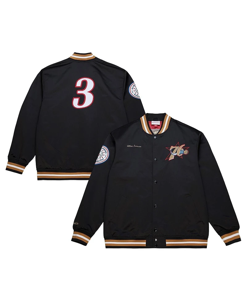 Mitchell & Ness Men's Allen Iverson Black Philadelphia 76ers Nba Legends Full-Snap Satin Jacket