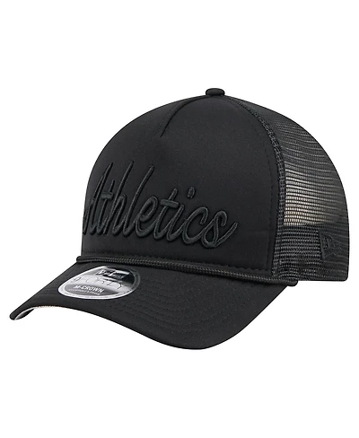 New Era Men's Black Athletics City Initial 9FORTY A-Frame M-Crown Adjustable Trucker Hat