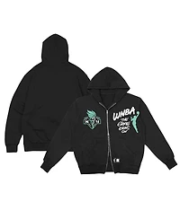 Round21 Men's and Women's Black New York Liberty Double-Zip Hoodie
