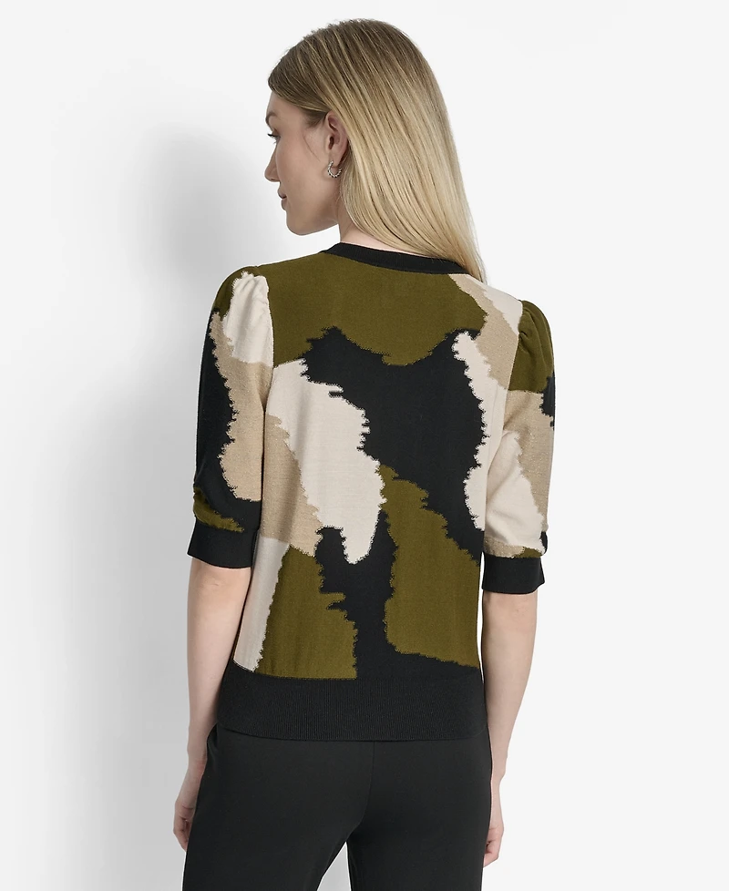 Dkny Women's Printed Puff-Sleeve Sweater