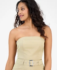 Bar Iii Women's Strapless Belted Utility Jumpsuit, Exclusively at Macy's