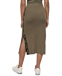 Dkny Jeans Women's Side Logo Ribbed Midi Skirt